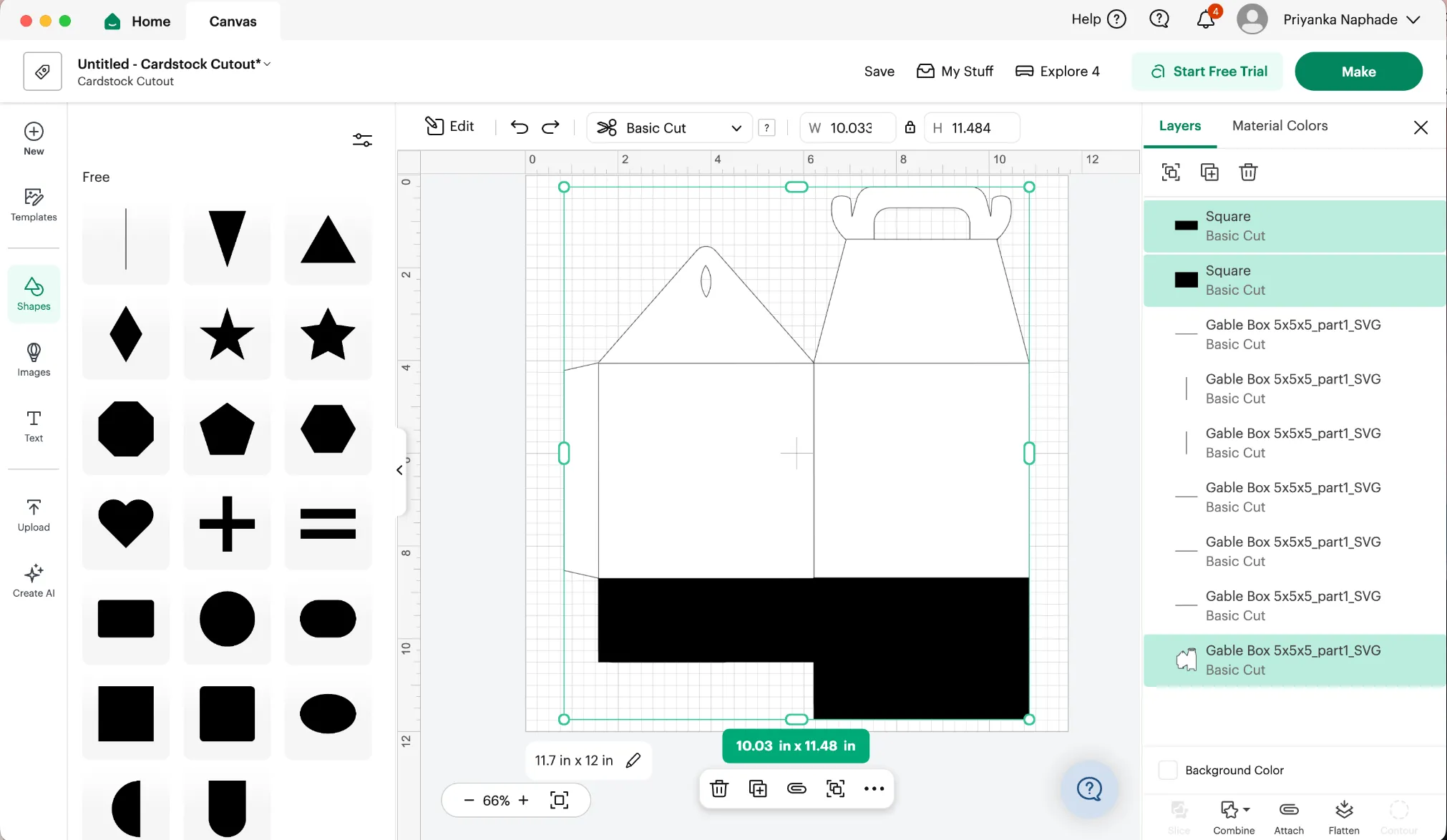 Two black rectangles drawn over the bottom panels of the box template