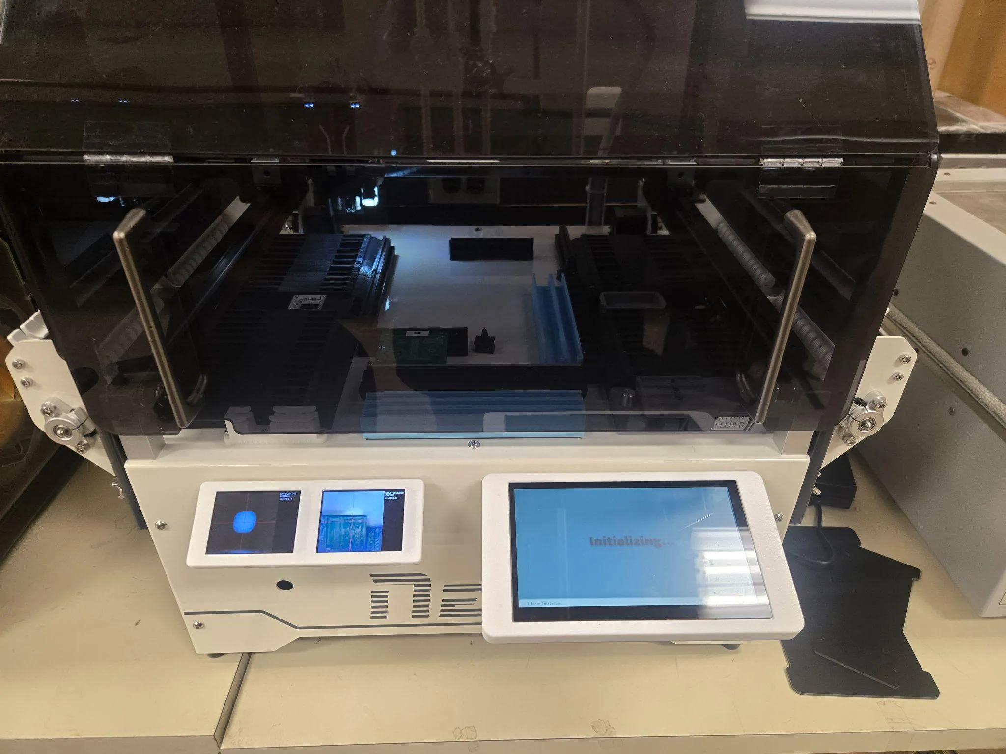 NeoDen YY1 during initialization with camera displays and touchscreen active